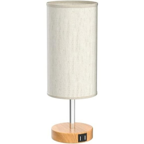 Decor Bedside Table Lamp with USB Port Touch Control for Bedroom Wood Nightstand - Picture 4 of 6